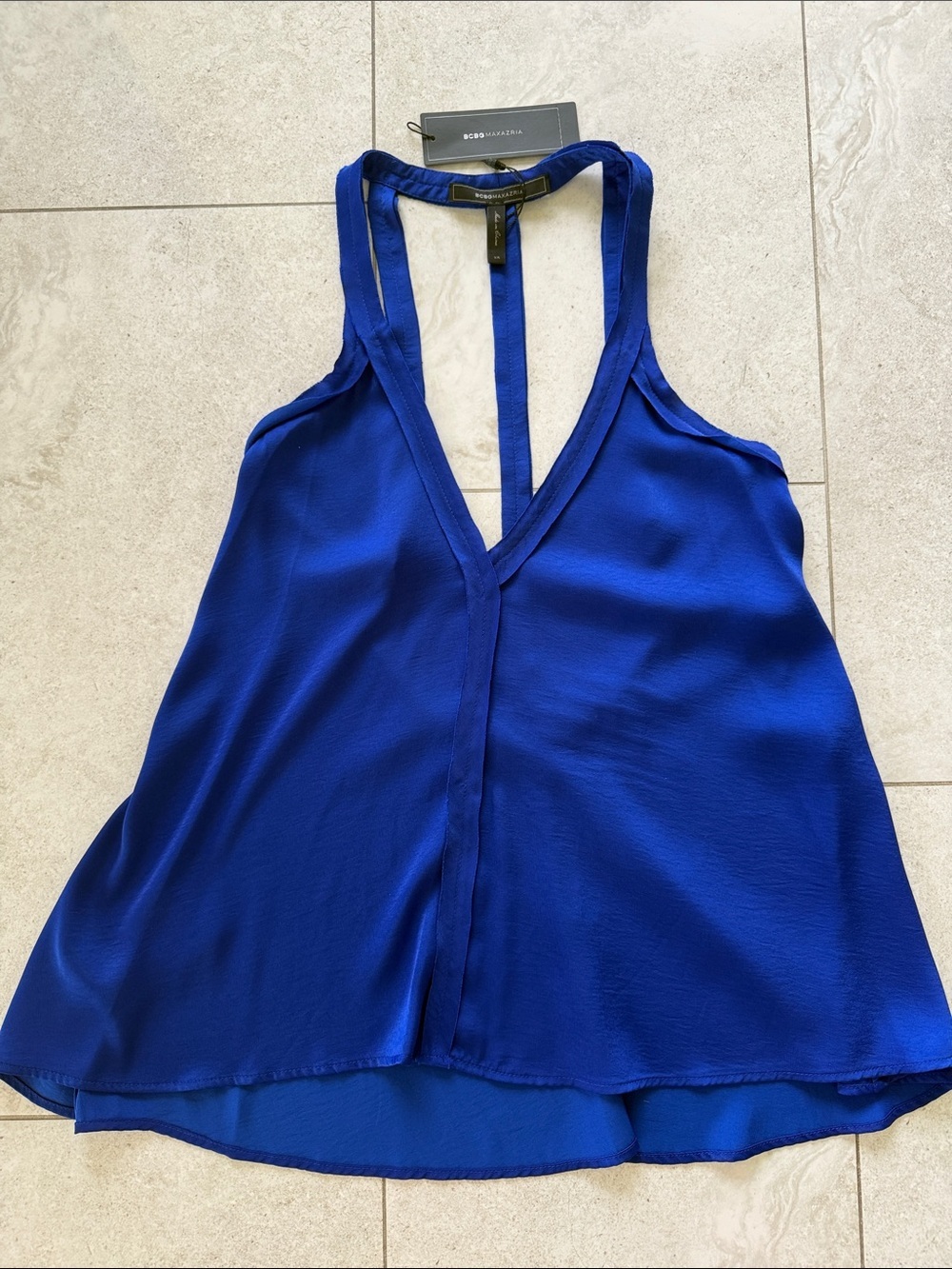 BCBGMaxAzria Royal Blue Racerback V-Neck Camisole NWT sz xs - Picture 1 of 10